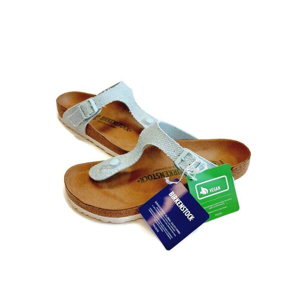 Birkenstock Gizeh Tex Rough Canvas Vegan Sandals Womens 6-6.5 EU 37 Surf Green - Picture 5 of 9